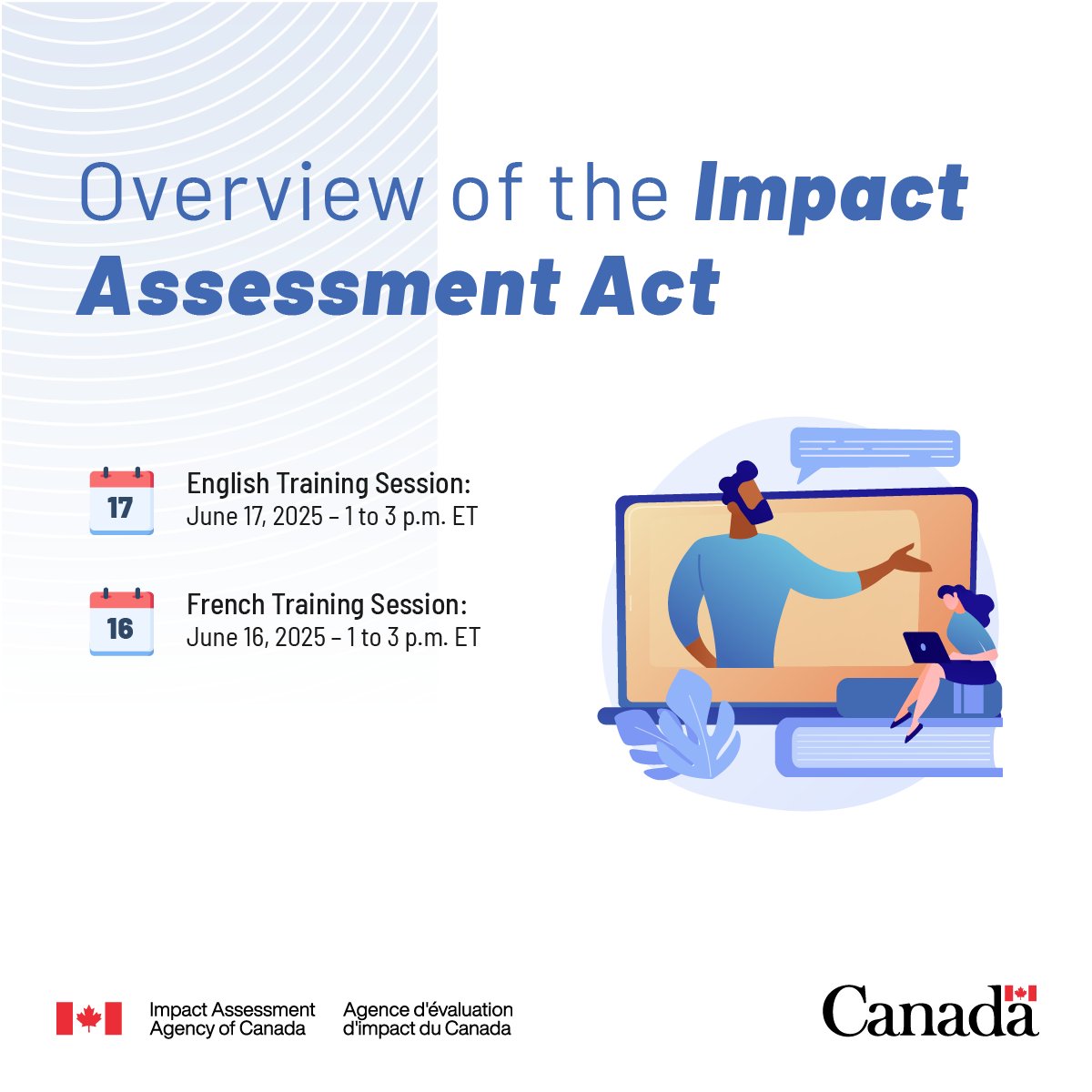 Are you interested in a free summer class that will give your brain a workout? 🧠🏋️🌞

💻 Join our free, live webinar to learn how federal impact assessments work and how you can get involved.

🗓️ Grab your spot now: canada.ca/iaac-training?…

#ImpactAssessment