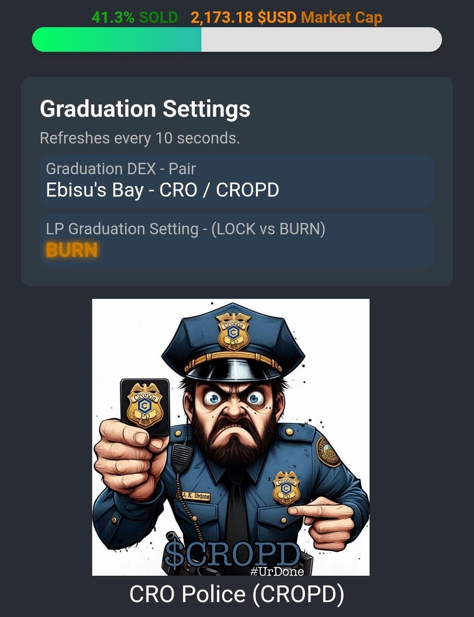 📢 Hey #Crofam 

We updated our LP Graduation to be on <a href="/EbisusBay/">Ebisu's Bay | GameFi - NFT Market - DEX</a> 🔥🔥

The Team does a great job!

See you at the Bay when Bonded 🎓

WANTED POSTERS Dropping in 
<a href="/TrooprzArmy/">Trooprz</a> ❌ $CROPD Mystery Boxes 💥
app.ebisusbay.com/collection/cro…