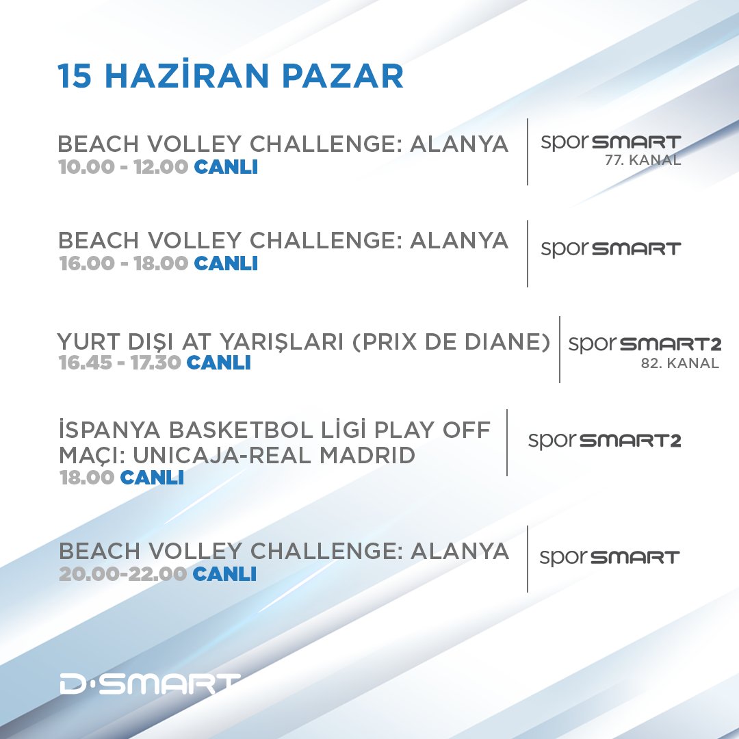15 Haziran Pazar #DSmart yayın akışı 🧡

#Pazar