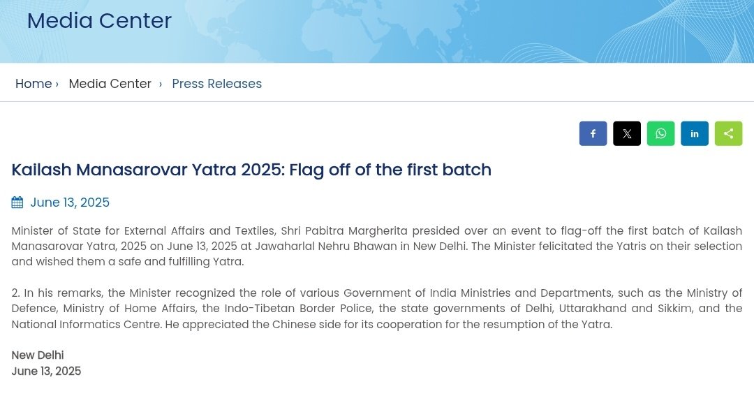 Myindiaindex's tweet image. 🚨 #KailashManasarovar Yatra 2025: First Batch Flagged Off from Delhi

• First batch flagged off today by MoS External Affairs, Shri Pabitra Margherita
