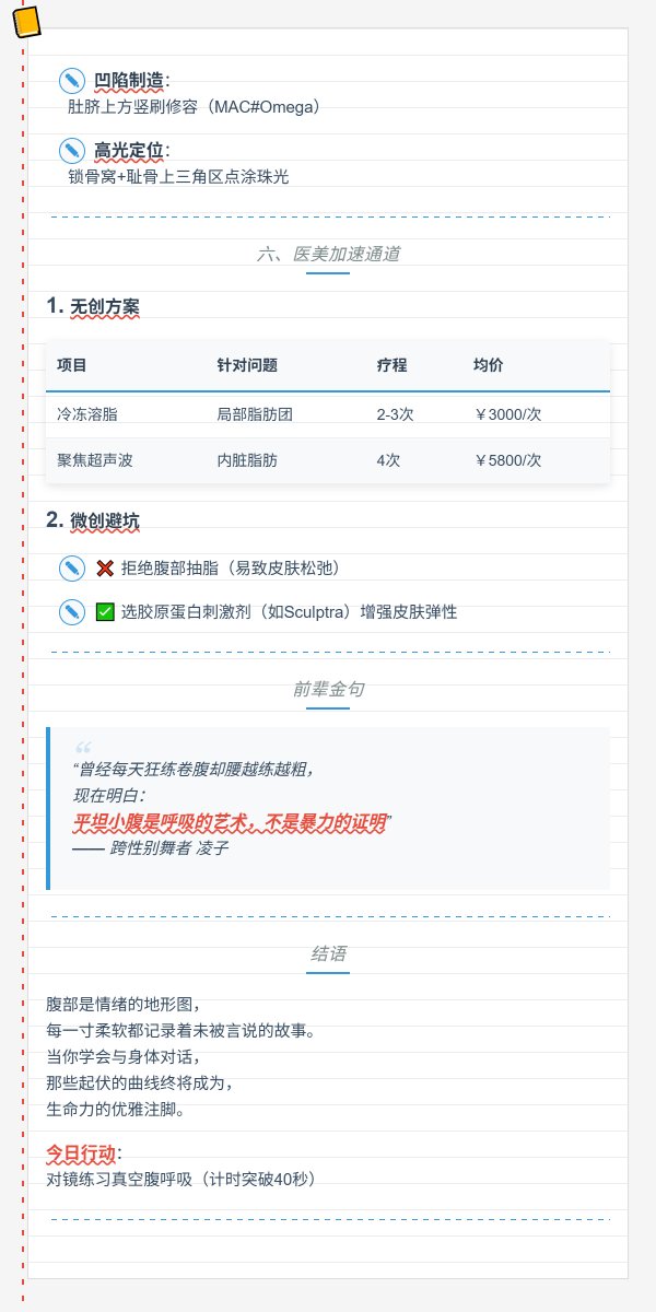 男娘平坦小腹攻略｜柔美腰线养成计划  
 **形体矫正师明川实测**：  
男娘通过「内脏脂肪管理+腹横肌激活」双轨策略，4周腰围平均缩减5.3cm
#男娘塑形 #内脏脂肪 #真空腹训练 #跨性别健康