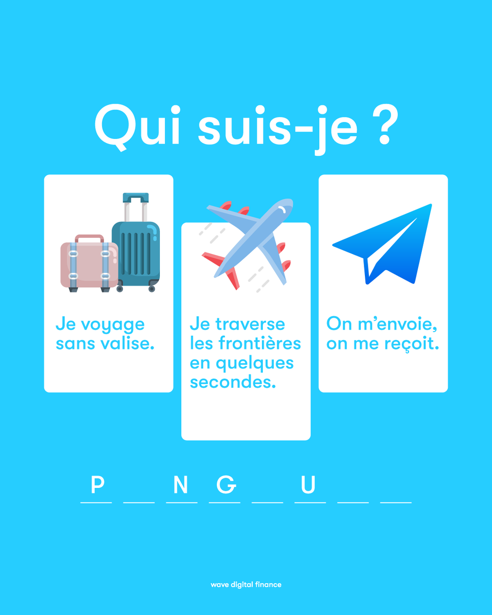 Je voyage léger, j’arrive vite. 🚀📲

Et je fais toujours plaisir. 💸

INDICE :   P - N G - U - -

#waveko #Boubakhbi