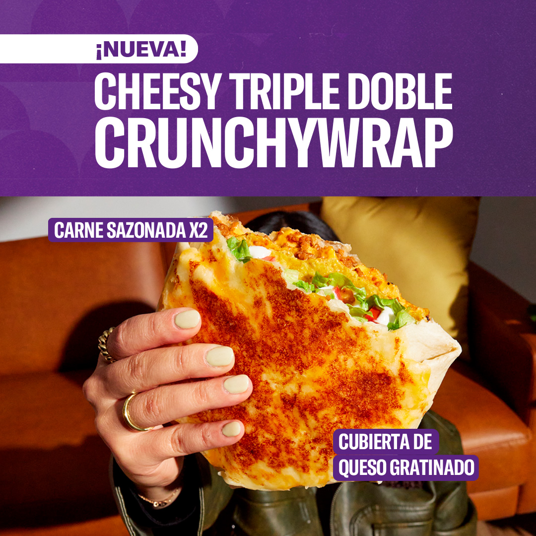 La nueva Cheesy Triple Doble Crunchywrap está tan grande como su nombre. 😝

¿Crees que vas a poder aguantar tanto sabor? 🤤🤤

Pídelo a domicilio al 2202 0111.

📲Ordena aquí: lili.ly/df4102bf