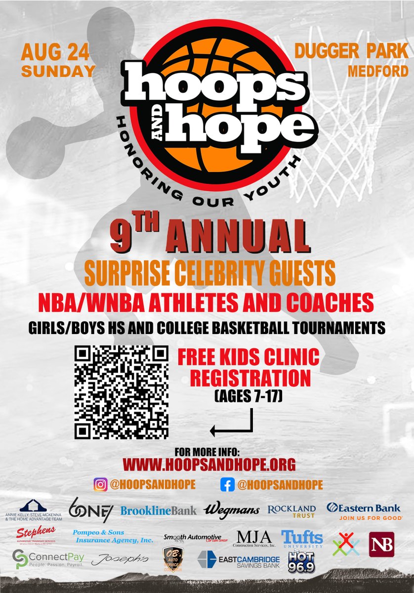 The ninth annual Hoops and Hope is at Dugger Park on Sun., August 24. There will be surprise celebrity guests, NBA and WNBA athletes and coaches, high school and college basketball tournaments, and a free kids’ clinic!

For more info and to register, visit hoopsandhope.org