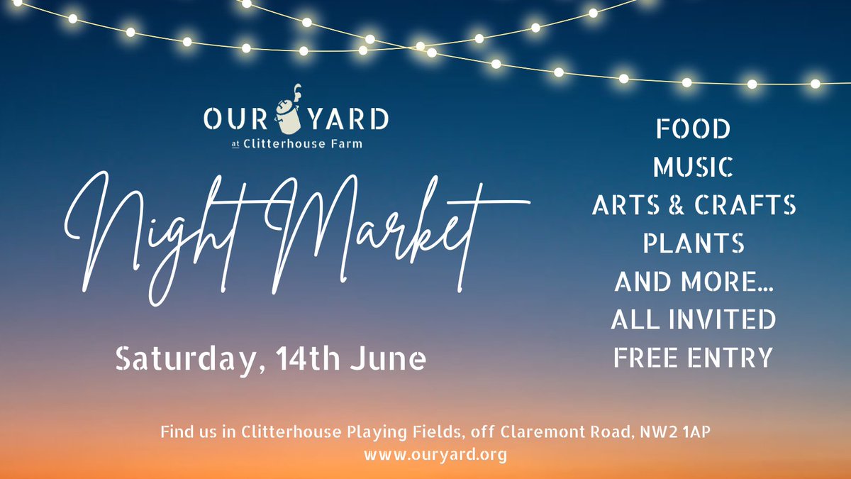 Join us for tomorrow's Night Market☀️Food, music, plant sale and free children's activities (funded by the Young Barnet Foundation🙏). See you then!
