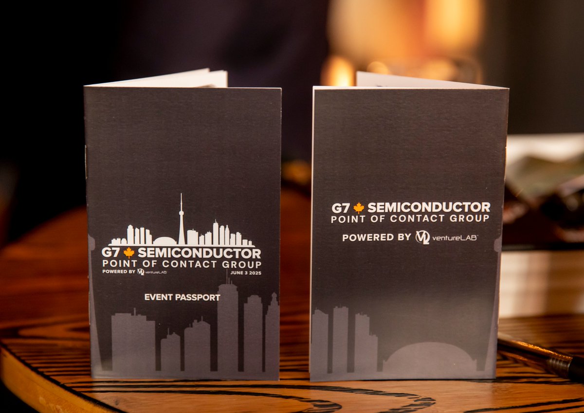 frankscarpitti's tweet image. Proud to represent the @cityofmarkham at the #G7 #Semiconductor Reception. Thank you to @ventureLABca &amp;amp; CEO Hugh Chow for championing our tech ecosystem and driving collaboration. #MarkhamTech 

Under @G7Canada &apos;s 2025 Presidency, @ISED_CA chairs the G7 Semiconductors PoC Group.