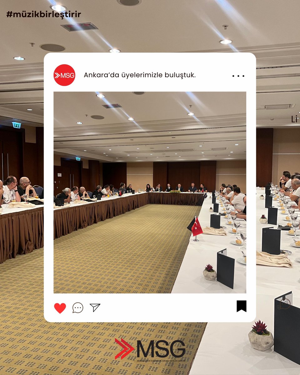 MSG olarak, yılın 4. Üye Bilgilendirme Toplantısı’nı Ankara’da gerçekleştirdik.
Katılım sağlayan tüm üyelerimize teşekkür ederiz. 
 #MSG #müzikbirleştirir

As MSG, we held the 4th Member Information Meeting of the year in Ankara.