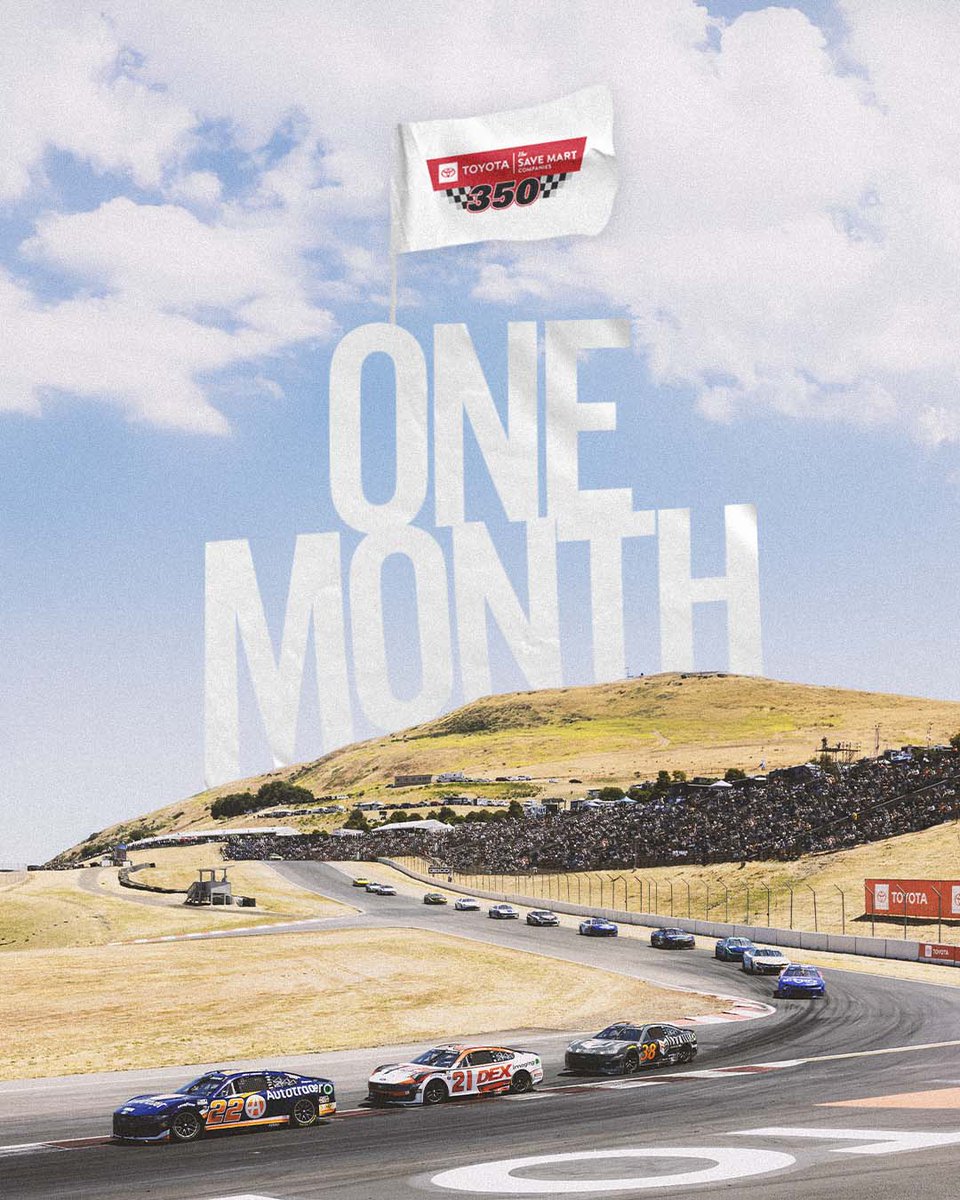 Did someone say... ONE MONTH? ☝️

#ToyotaSaveMart350 | #NASCAR