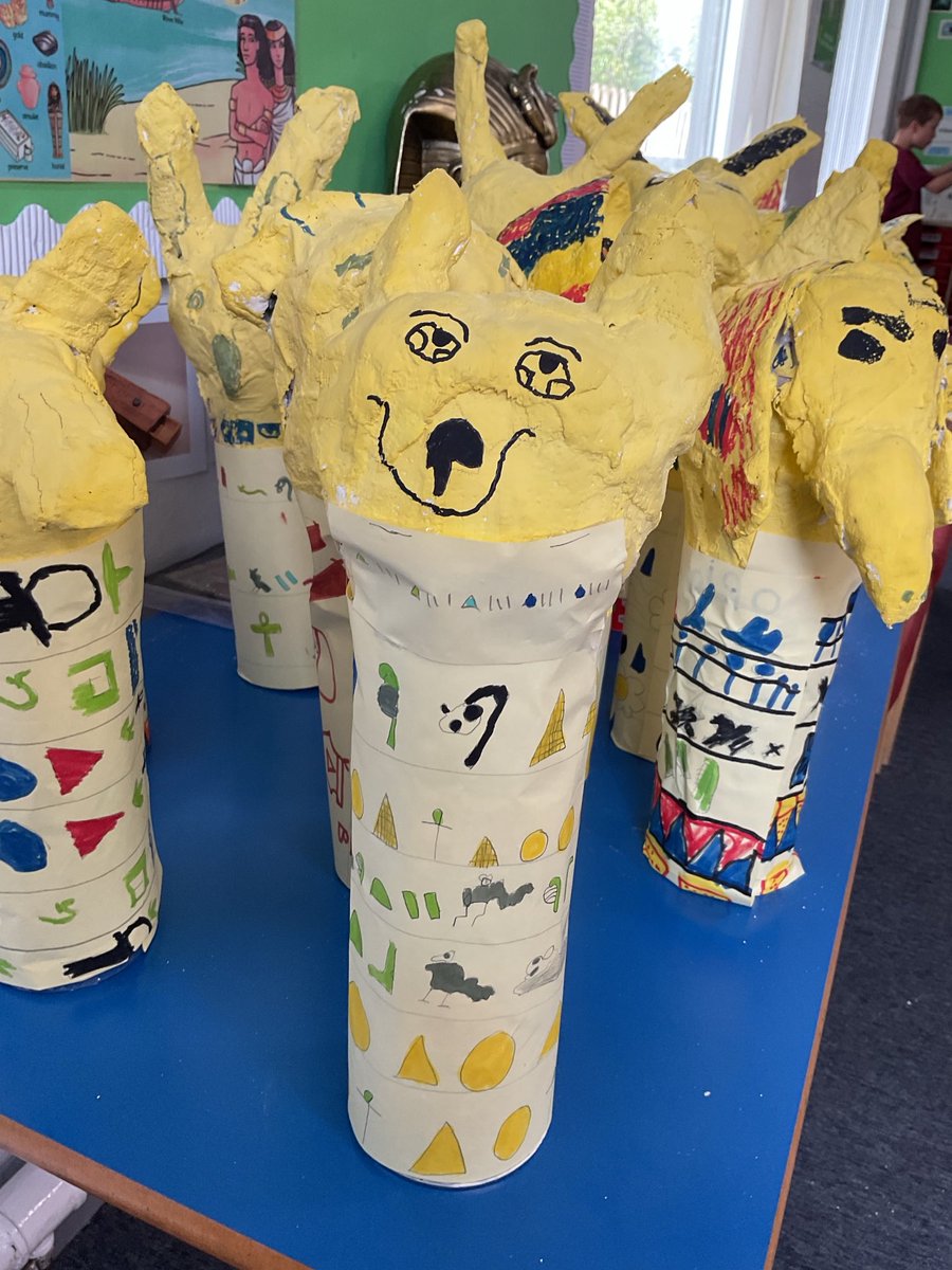 PDA_Y3's tweet image. Our completed canopic jars. These have been a labour of love! We are so proud of them. #pdaart #pdahistory