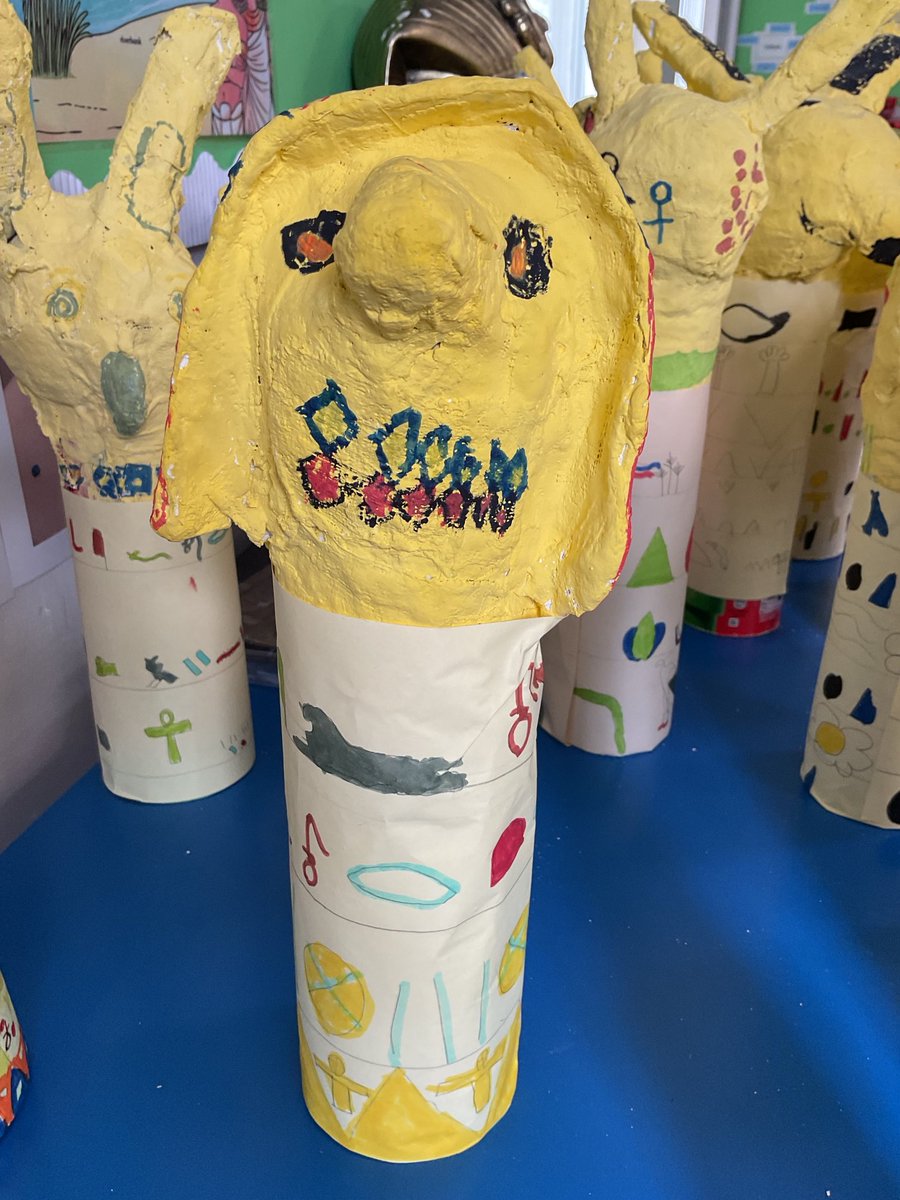 PDA_Y3's tweet image. Our completed canopic jars. These have been a labour of love! We are so proud of them. #pdaart #pdahistory