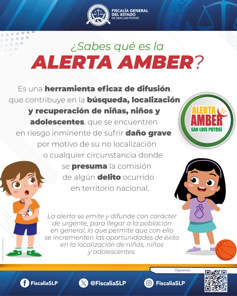 #AlertaAMBER | Es un mecanismo nacional para la búsqueda de niñas, niños y adolescentes que se encuentren no localizados. 📷Recuerda que el reporte debe ser de inmediato para su pronta localización.