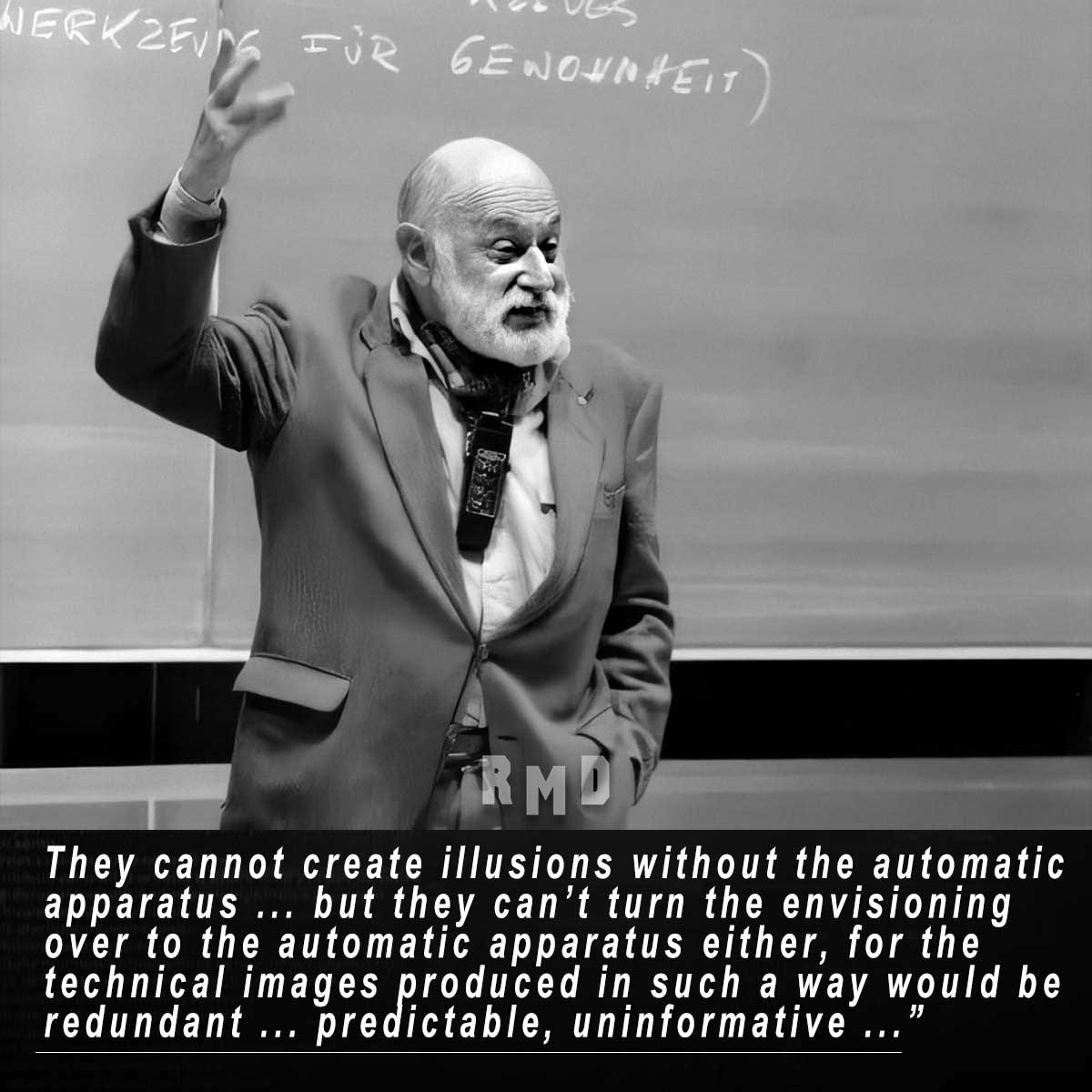 RainManDigital's tweet photo. Philosopher and writer Vilém Flusser saw it coming: the rise of AI makes his warning about predictable, redundant Images more urgent than ever. 

Quote from "The Universe of Technical Images"

#philosophy #media #mediumtheory #vlemflusser #aritificialintelligence https://t.co/jCgJrsKbXq
