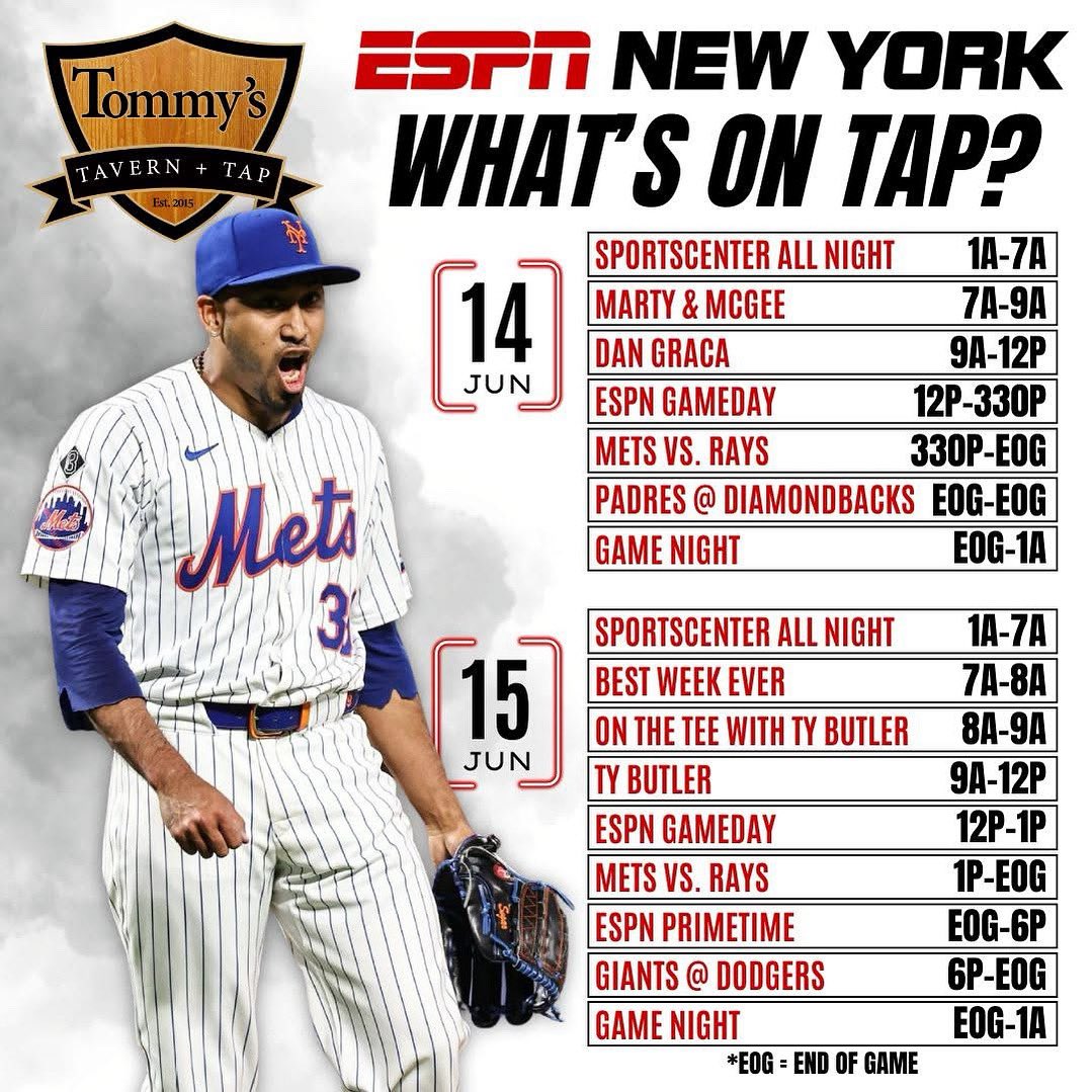 🚨 WHAT'S ON TAP? ‼️🚨

Presented by Tommy's Tavern + Tap ‼️

CHECK OUT ALL THEIR LOCATIONS HERE ➡️ tommystavernandtap.com

LISTEN ALL WEEKEND ON ESPN NEW YORK APP: goodkarma.qrd.by/espnny-app