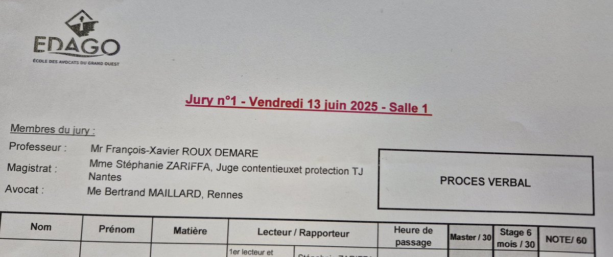 Nouvelle journée à l'EDAGO - Ecole des Avocats du Grand Ouest de Rennes 

Nouveaux jurys, candidats, sujets mais même plaisir de présider un jury du Certificat d'aptitude à la profession d'avocat CAPA

Soutenance rapports de stage/PPI, épreuves déontologie et spécialité pénal
