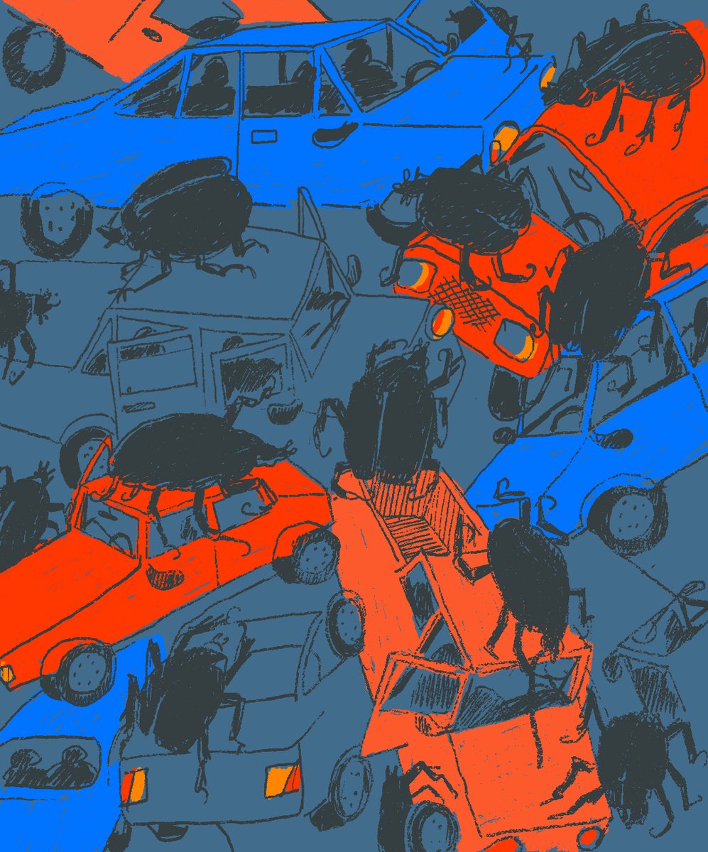 «Roadtrip» by <a href="/cocofrox/">Katz</a> 

Just discovered this Argentinian artist thanks to <a href="/AmaliaVersaci/">Amalia Versaci</a>'s post. What a beautiful collection of illustrations and drawings.

This piece stands out from the rest, as a chaotic yet playful clash of color and subject matter. Swarming with so much