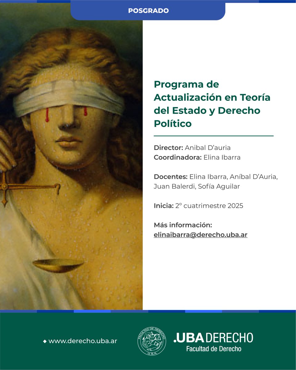 📢📚 Programa de actualización en Teoría del Estado y Derecho Político

➕ Más información: bit.ly/43YiSFt

#ProgramaDeActualización #TeoríaDelEstado #DerechoPolítico