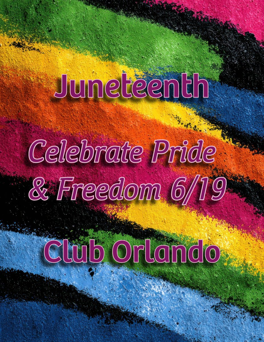 🎉 Celebrate Juneteenth with freedom and fun at Club Orlando! 🖤✨ Join us for an exciting weekend of community and unity, open 24 hours from Thursday 9 AM to Sunday 10 PM! 💪🏾 #JuneteenthJoy #ClubOrlando