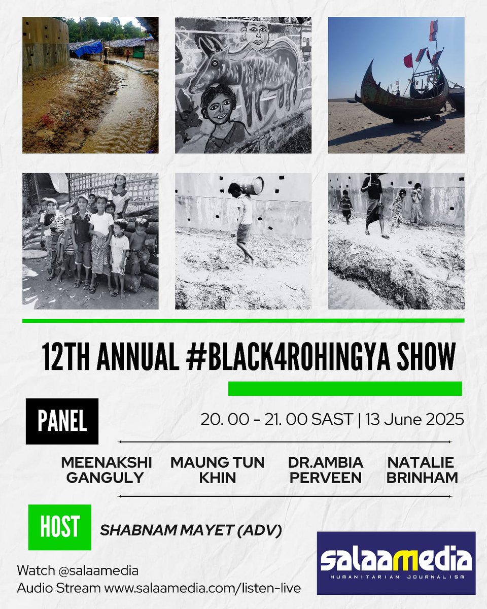 The 12th annual #Black4Rohingya broadcast, a powerful hour of global solidarity and reflection.

[Watch]: youtube.com/live/YrXqIjrkD…
