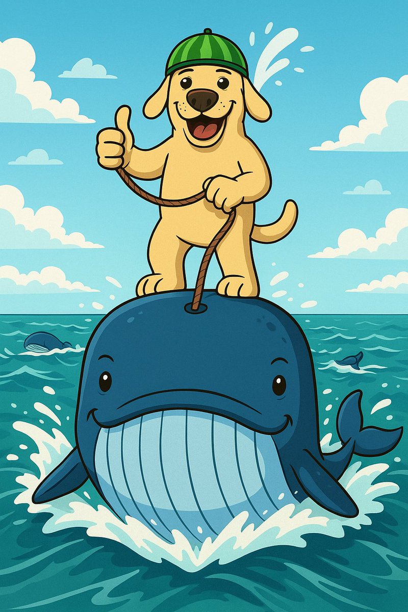 “The small dog rides the big whales now. And more are surfacing. 🐋🍉
Join the movement before the ocean gets crowded → t.me/melondogrebuild