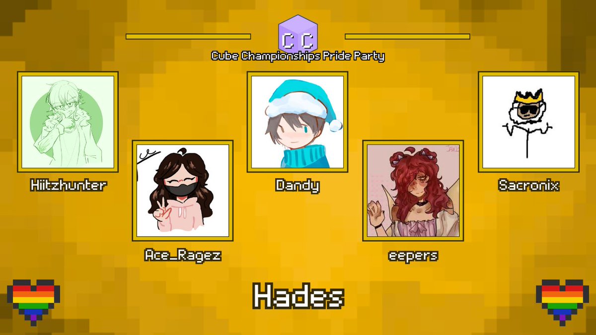Cube Championships (@cubechamps) on Twitter photo Greek Gods, natural allies during Pride Month..
Announcing "Hades" for Cube Championships: Pride Party!
<a href="/Hiitzhunter1/">Hiitzhunter</a>
<a href="/Ace_Is_Missing_/">Ace_Is_Missing</a>
<a href="/xdandyy_/">xdandyy</a>
<a href="/eepers__/">eep🎗️🍉 | emergency comms open</a>
<a href="/SacronixTV/">SacronixTV</a>
Watch them in Cube Championships: Pride Party on June 29th at 4pm BST! Greek Gods, natural allies during Pride Month..
Announcing "Hades" for Cube Championships: Pride Party!
<a href="/Hiitzhunter1/">Hiitzhunter</a>
<a href="/Ace_Is_Missing_/">Ace_Is_Missing</a>
<a href="/xdandyy_/">xdandyy</a>
<a href="/eepers__/">eep🎗️🍉 | emergency comms open</a>
<a href="/SacronixTV/">SacronixTV</a>
Watch them in Cube Championships: Pride Party on June 29th at 4pm BST!