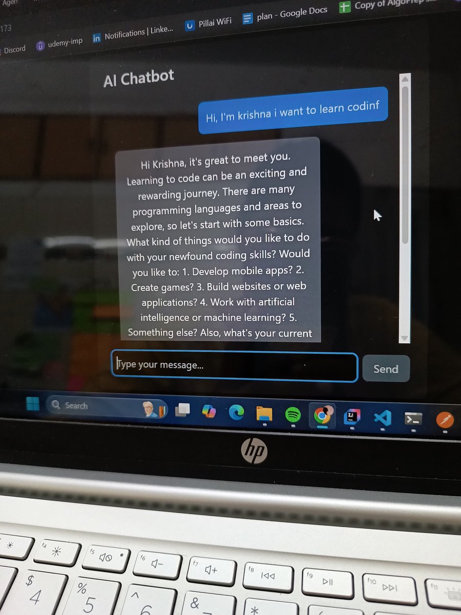 Kritriestocode's tweet image. Built an AI chatbot using FastAPI and Groq, plus react ofc . It was pretty basic, but it was fun learning new concepts like Pydantic, virtual environments, etc. Feels like a whole new world has opened up
#fastapi #groq #python