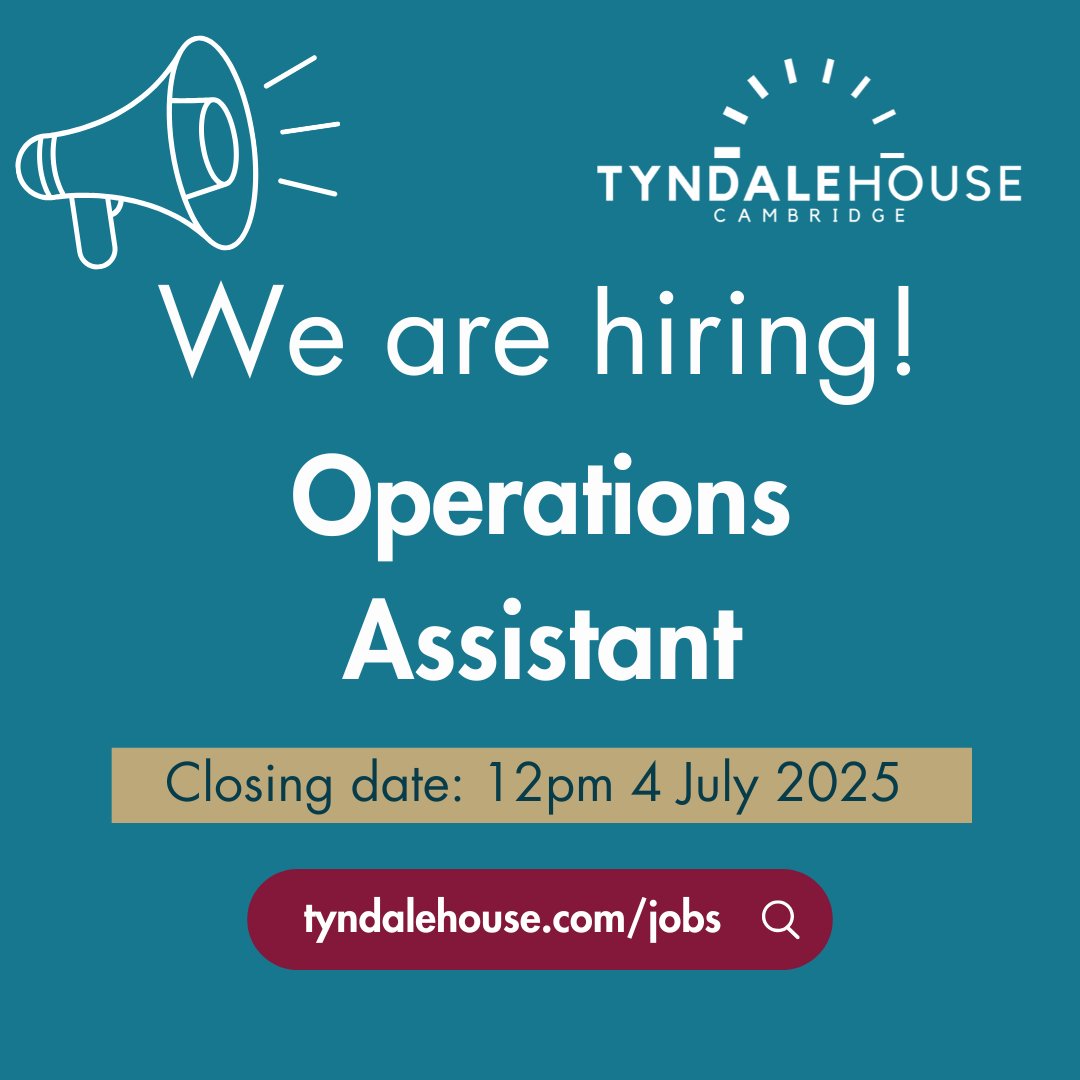 Tyndale_House's tweet image. We're hiring!
We are looking for a pro-active, enthusiastic Operations Assistant to provide front line support to visitors and guests and to assist with day-to-day operational activity.
Find out how to apply here: tyndalehouse.com/jobs/operation…