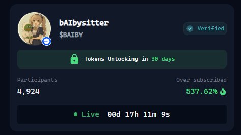 Day 16 Of Degen Dump

$VADER came through again 4.5k points just from staking, and another 2.5k from yapping on $VIRTUAL . 
Easily one of the best days so far for point farming.

BAIBY is already 500% oversubscribed.