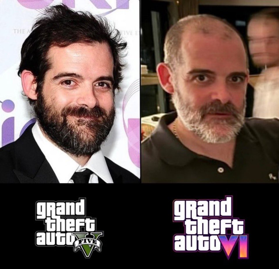 DramaAlert's tweet photo. Rockstar Games president Sam Houser looks noticeably aged in recent years. 

2014               VS               2025 https://t.co/I9Aq1P6BKp