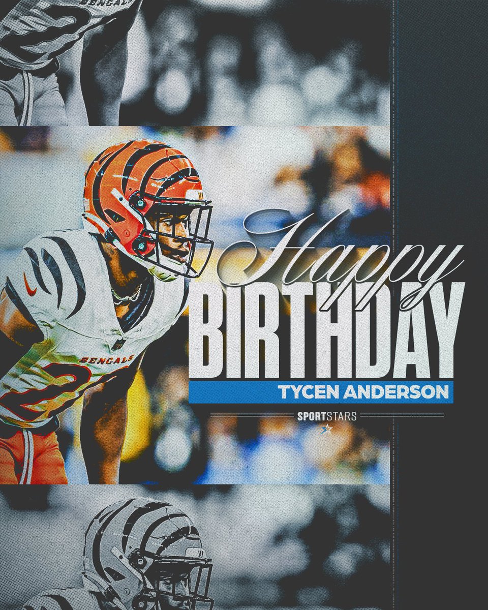Sportstars (@sportstarsnyc) on Twitter photo Happy Birthday to <a href="/Bengals/">Cincinnati Bengals</a> DB
<a href="/MrToledo01/">Tycen Anderson</a> !! #SportstarsFamily #AnotherYearStronger Happy Birthday to <a href="/Bengals/">Cincinnati Bengals</a> DB
<a href="/MrToledo01/">Tycen Anderson</a> !! #SportstarsFamily #AnotherYearStronger