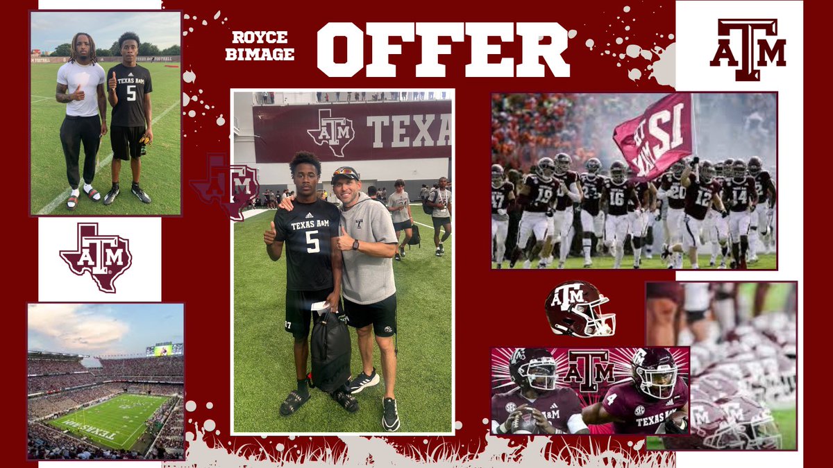 🚨 BREAKING: Dickinson, TX’s own Royce Bimage, the nation’s top 2028 CB prospect, lands another scholarship offer from Texas A&amp;M! 🌟 Future 5-star CB shining bright! 🏈 #RoyceBimage #TexasAM #CollegeFootball #Recruiting #FiveStar #DickinsonPride #BimageonFire🔥
