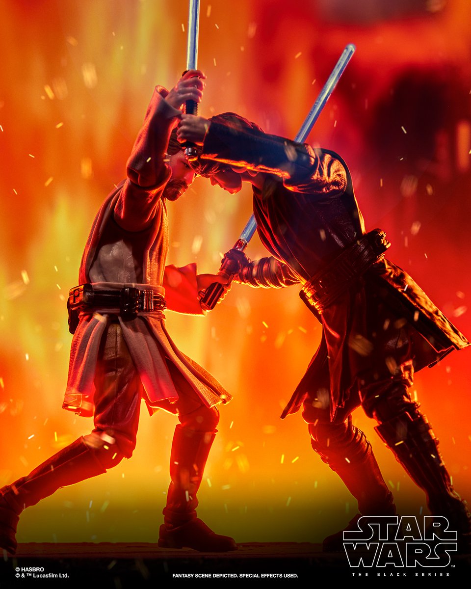 HasbroPulse's tweet photo. Just revealed during our Hasbro #StarWars #Fanstream: The Black Series Anakin Skywalker &amp; Obi-Wan Kenobi 2-pack! 

Inspired by their epic duel in #RevengeOfTheSith™. 

Coming exclusively to #SDCC2025. https://t.co/SU2bE7Hxpm