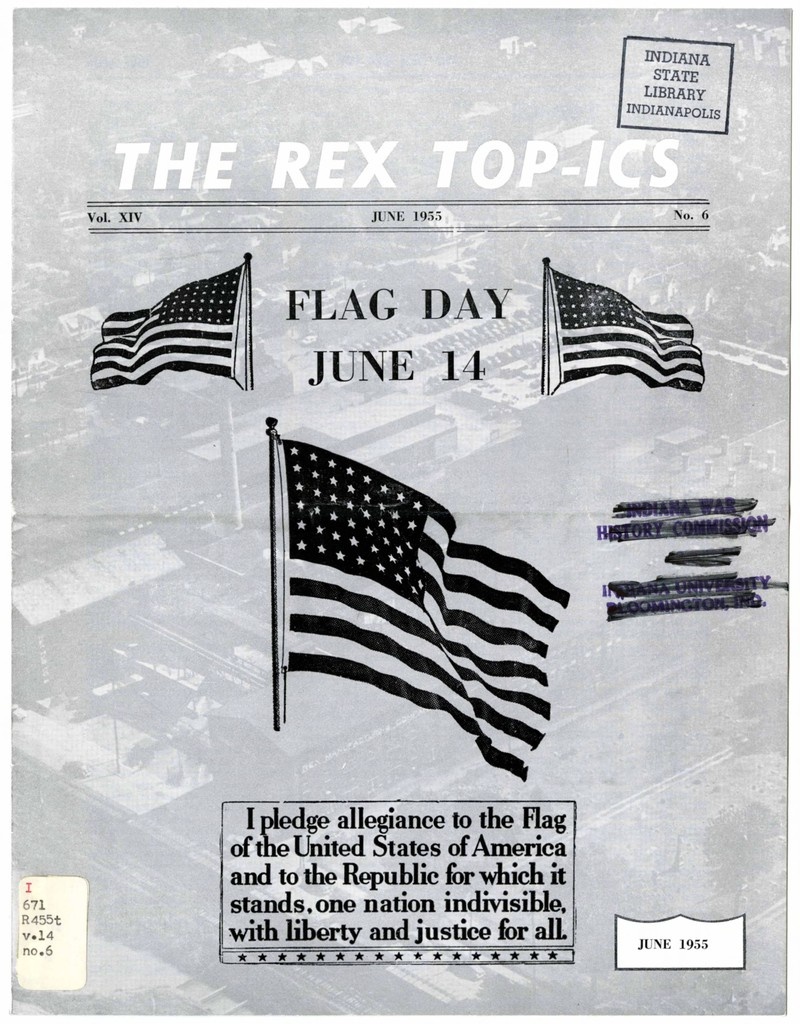 state_library's tweet image. Check out the hot topics of the day in the June 1955 issue of the Rex Top-ics, the monthly publication for employees of the Rex Manufacturing Company in Connersville, Indiana. tinyurl.com/ms76ckyk #FlagDay #newsletter #Indiana