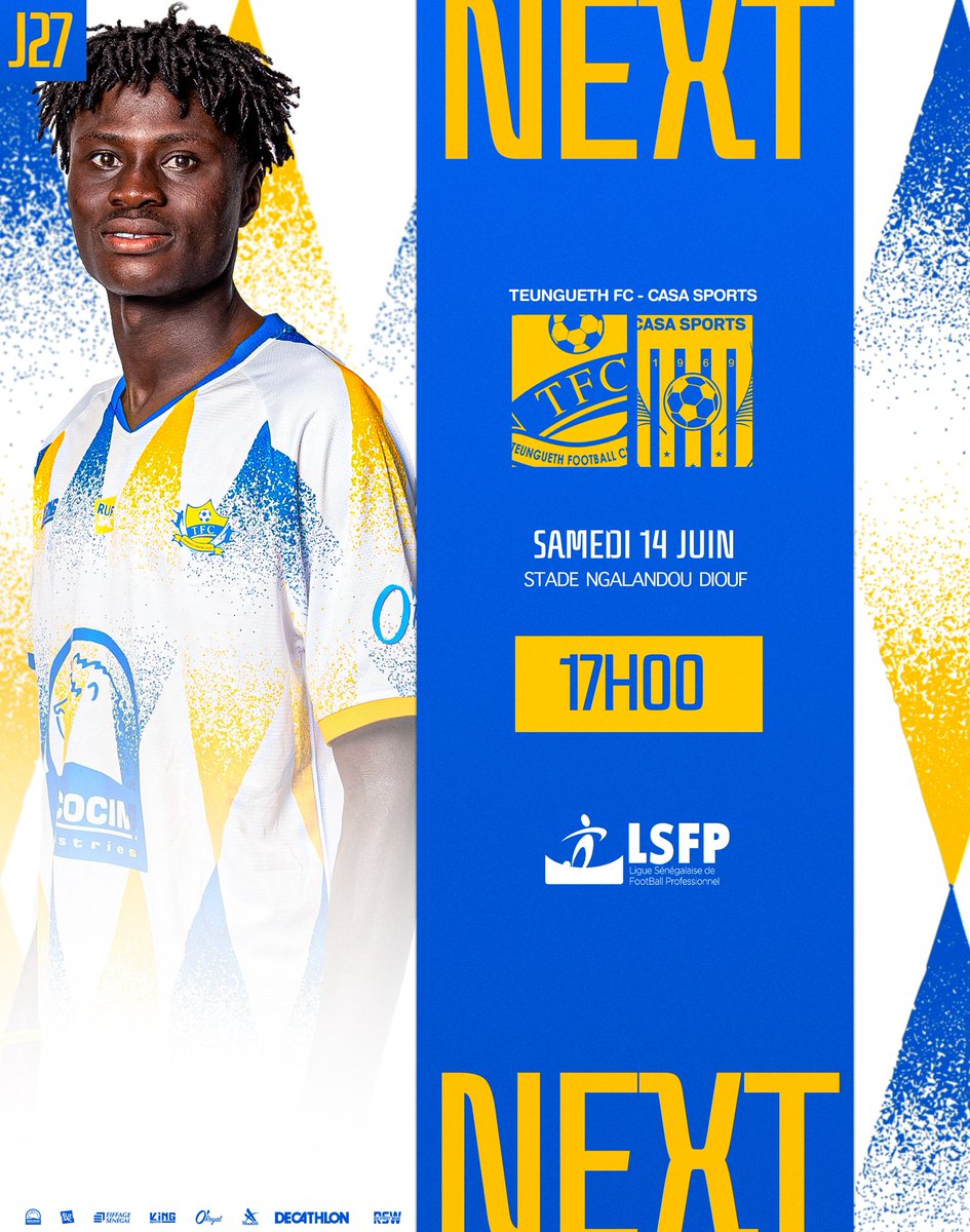 TeunguethFc's tweet image. Next match ⚡️
🆚 Casa Sports 
📍Ngalandou Diouf 

#allezrio | #Footlocalsn