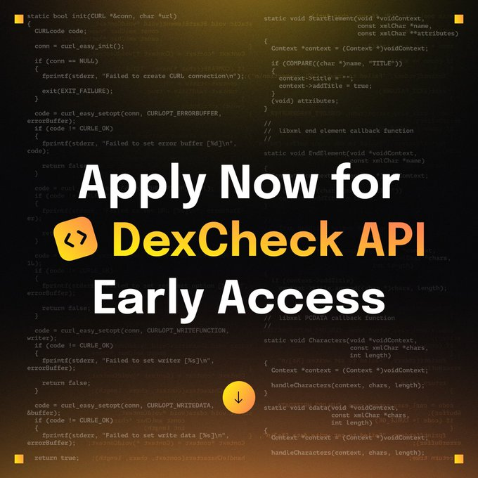 Jackbro1206's tweet photo. 🚀 Developers, it's your time to build smarter.
📡 Early Access to the @DexCheck_io API is now open!
🔍 Real-time data
📈 Powerful analytics
💡 Designed for innovation

Apply now &amp; get ahead of the game:
#Web3 #CryptoDev #DexCheck #BlockchainAPI #BUIDL https://t.co/2rbpWPv0W4