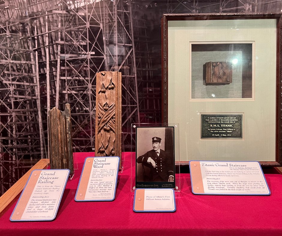 Some of these hand-carved treasures from the aft Grand Staircase were found floating in the North Atlantic and recovered by ships after the Titanic sank. Today, they’re on display at our Pigeon Forge location—a stunning glimpse into Titanic’s elegance. 🛳️✨