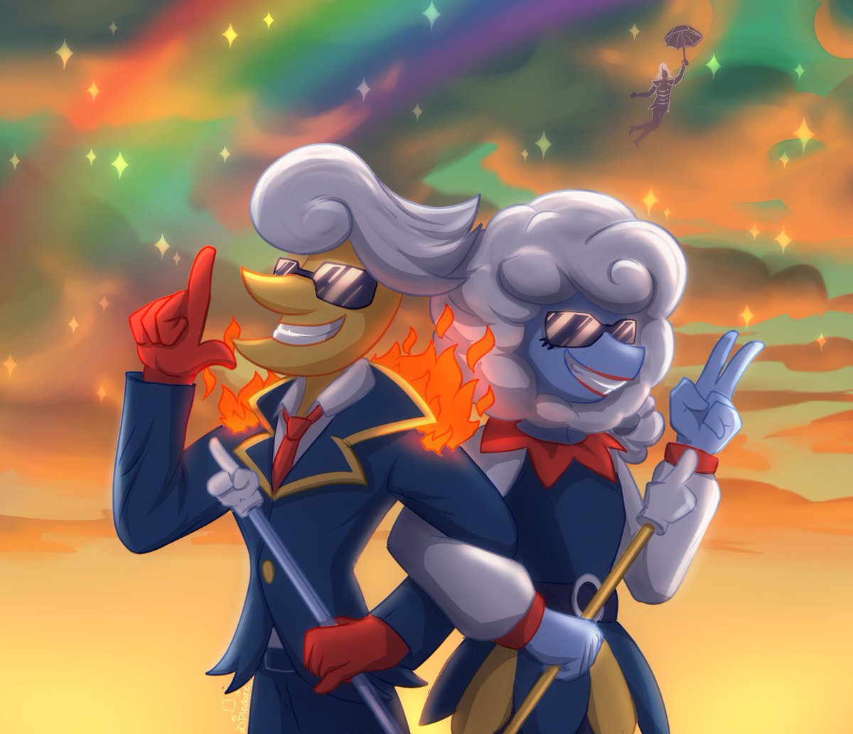 Forecast for this eevening: Mix of Sun and Clouds ! ☀️☁️

Lanino and Elnina fanart
🐟
#deltarune #DeltaruneChapter3