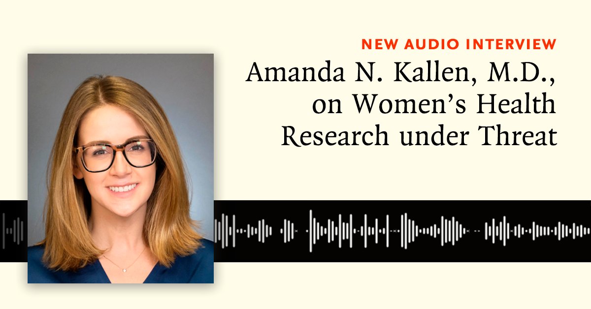 NEJM (@nejm) on Twitter photo Dr. <a href="/AmandaKallen/">Amanda Kallen, MD (she/her)</a> discusses the history of women’s health research and recent actions that are jeopardizing progress in women’s health. Listen to the full interview with NEJM Executive Managing Editor Stephen Morrissey (<a href="/srm128/">Stephen Morrissey</a>): nej.md/4mSedOh Dr. <a href="/AmandaKallen/">Amanda Kallen, MD (she/her)</a> discusses the history of women’s health research and recent actions that are jeopardizing progress in women’s health. Listen to the full interview with NEJM Executive Managing Editor Stephen Morrissey (<a href="/srm128/">Stephen Morrissey</a>): nej.md/4mSedOh