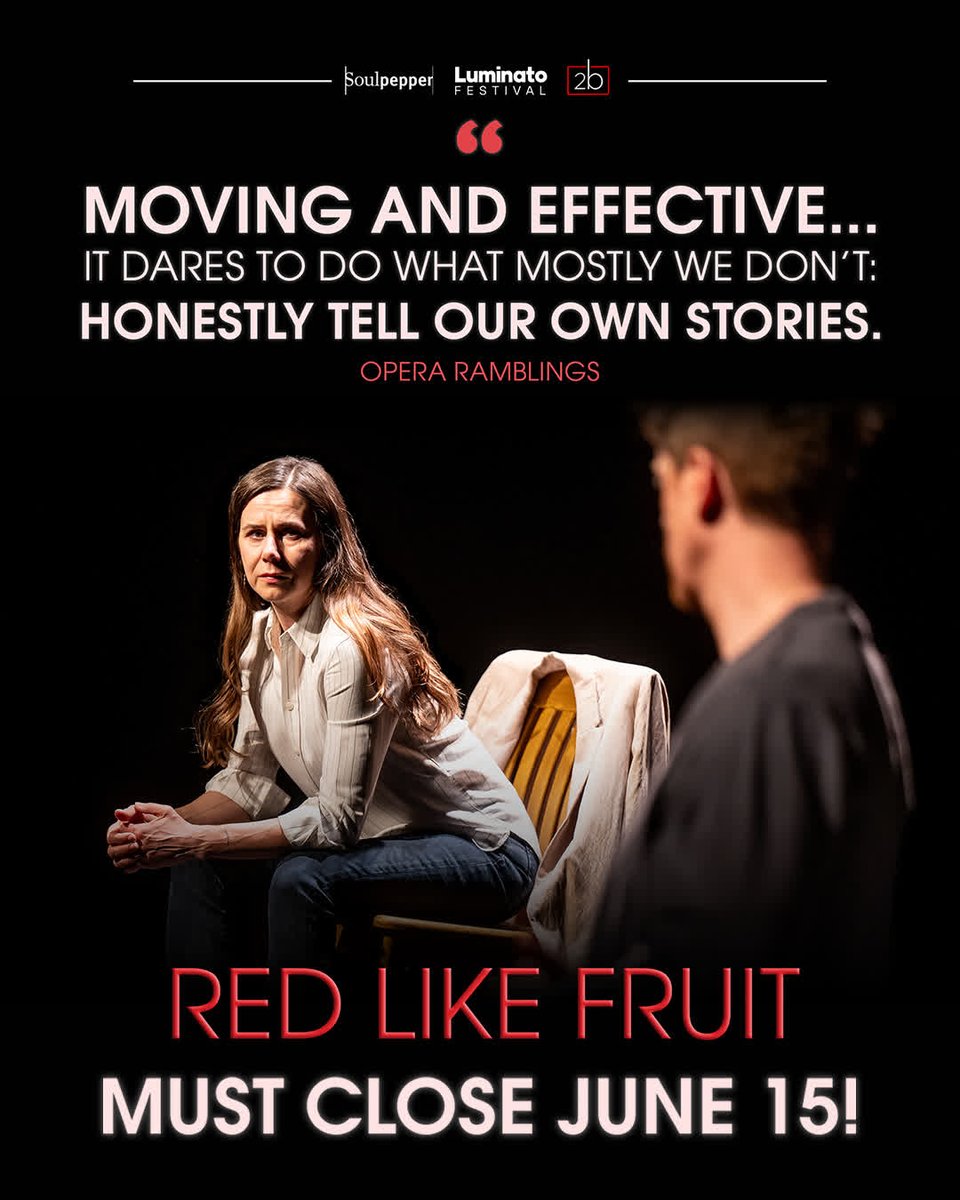 It's the FINAL WEEKEND for Red Like Fruit!

Critics called it "required viewing" — and time is running out to see what the buzz is all about.

Red Like Fruit must close June 15. Don't wait and get your tickets today.

🎟️: tickets.youngcentre.ca/overview/15093