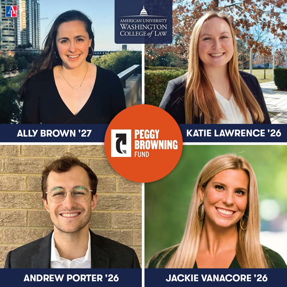 American University Washington College of Law (@auwcl) on Twitter photo Congrats to the AUWCL students named 2024 <a href="/PeggyBFund/">Peggy Browning Fund</a> Fellows! Their achievements highlight the strength of our Labor and Employment Law Society and our community’s continued commitment to workplace justice.
#ChampionWhatMatters Congrats to the AUWCL students named 2024 <a href="/PeggyBFund/">Peggy Browning Fund</a> Fellows! Their achievements highlight the strength of our Labor and Employment Law Society and our community’s continued commitment to workplace justice.
#ChampionWhatMatters