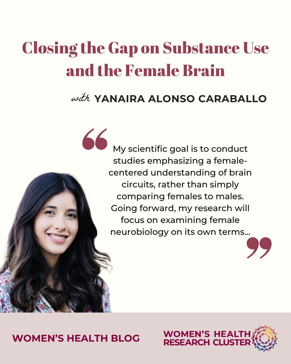 ResearchonWH's tweet image. New #BehindTheScience blog 🚨 Dr. Yanaira Alonso Caraballo shows how hormones & life stages reshape the female brain’s reward circuits and why that matters for opioid relapse risk. Read more 👇 ow.ly/wcZF50W4ffX #WomenInSTEM #AddictionResearch #FemaleBrain