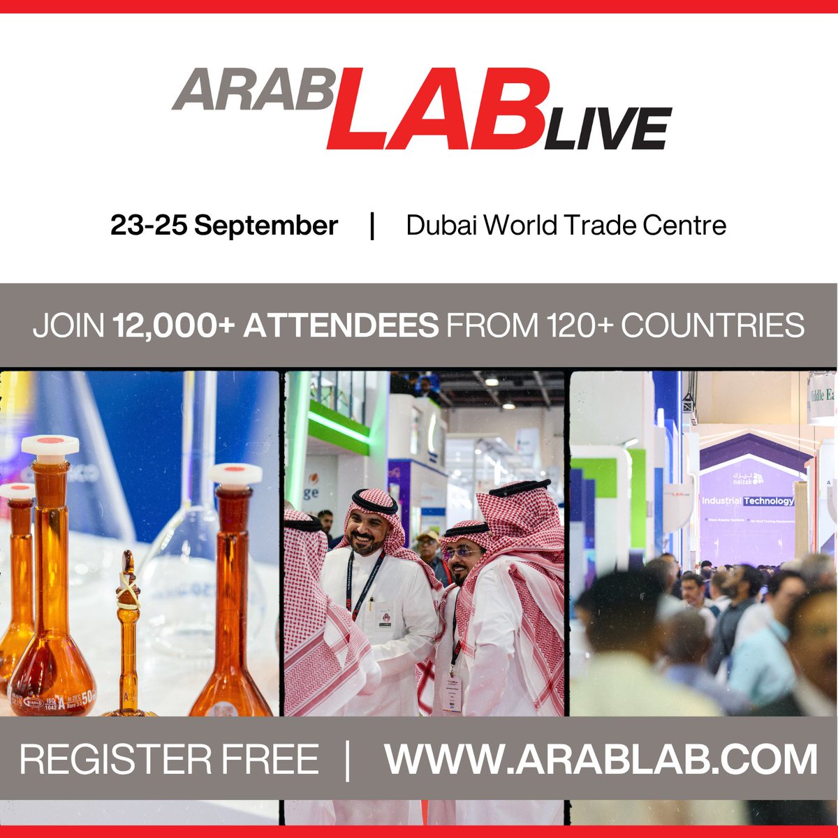 labepedia's tweet photo. The world of science and research is heading to Dubai this September for @ARABLAB LIVE. Are you coming?

🌍 Join thousands of professionals from over 120 countries

🧪 Explore breakthroughs in testing, diagnostics, chemicals, automation and more

🎤 Hear from industry leaders https://t.co/XMpXFApgg9