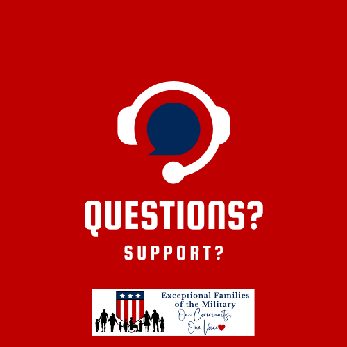 🌟 EFMP Families 

Are you navigating the Exceptional Family Member Program (EFMP) and have questions, concerns, or just need someone who understands? Drop your questions in the comments or send us a message — we're happy to help however we can. You're not alone on this journey.
