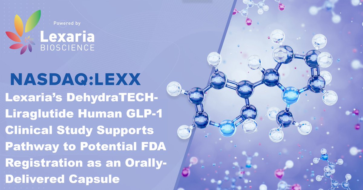 Lexaria’s DehydraTECH-Liraglutide Human GLP-1 Clinical Study Supports Pathway to Potential FDA Registration as an Orally-Delivered Capsule

lexariabioscience.com/2025/06/11/lex…

$LEXX #Biotech #markets #stocks #stockmarket #investing #stockmarketnews #trading #weightloss #glp1 #diabetes