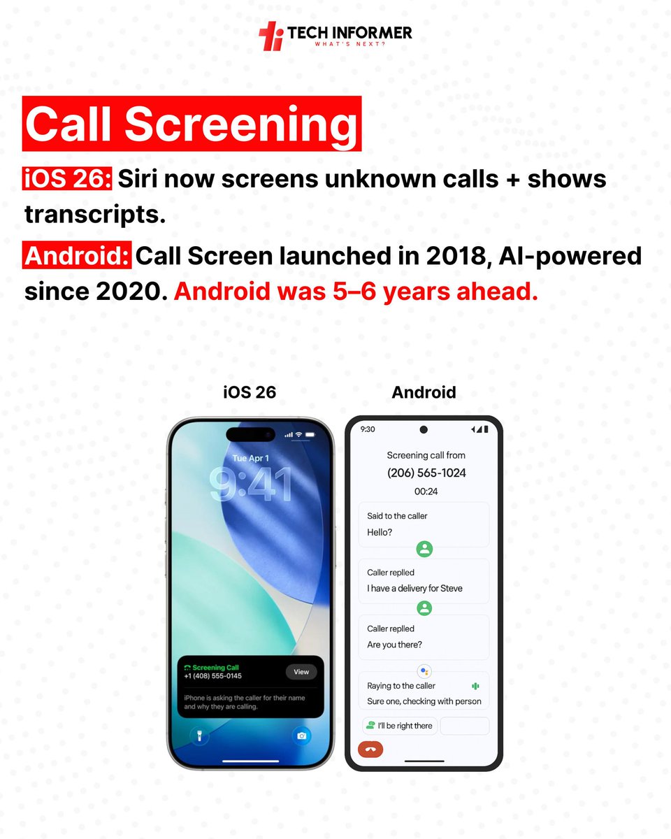 Tech_Informer_'s tweet image. (1/2) Which Android feature do you think Apple should add next? And which feature do you believe Android still handles better?

#TechInformer

#iOS26 #AndroidFeatures  #AppleVsAndroid