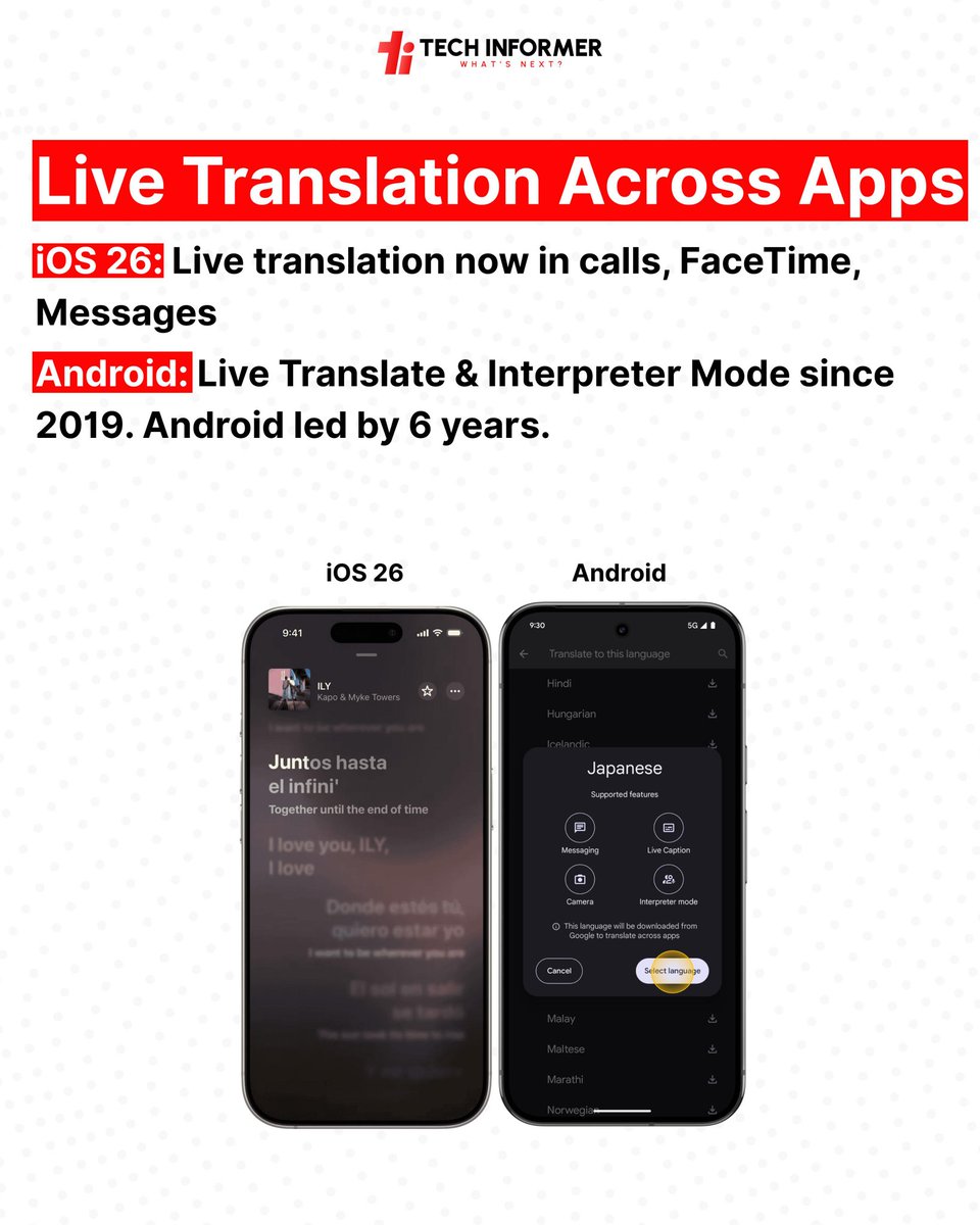 Tech_Informer_'s tweet image. (2/2) Which Android feature do you think Apple should add next? And which feature do you believe Android still handles better?

#TechInformer

#iOS26 #AndroidFeatures  #AppleVsAndroid