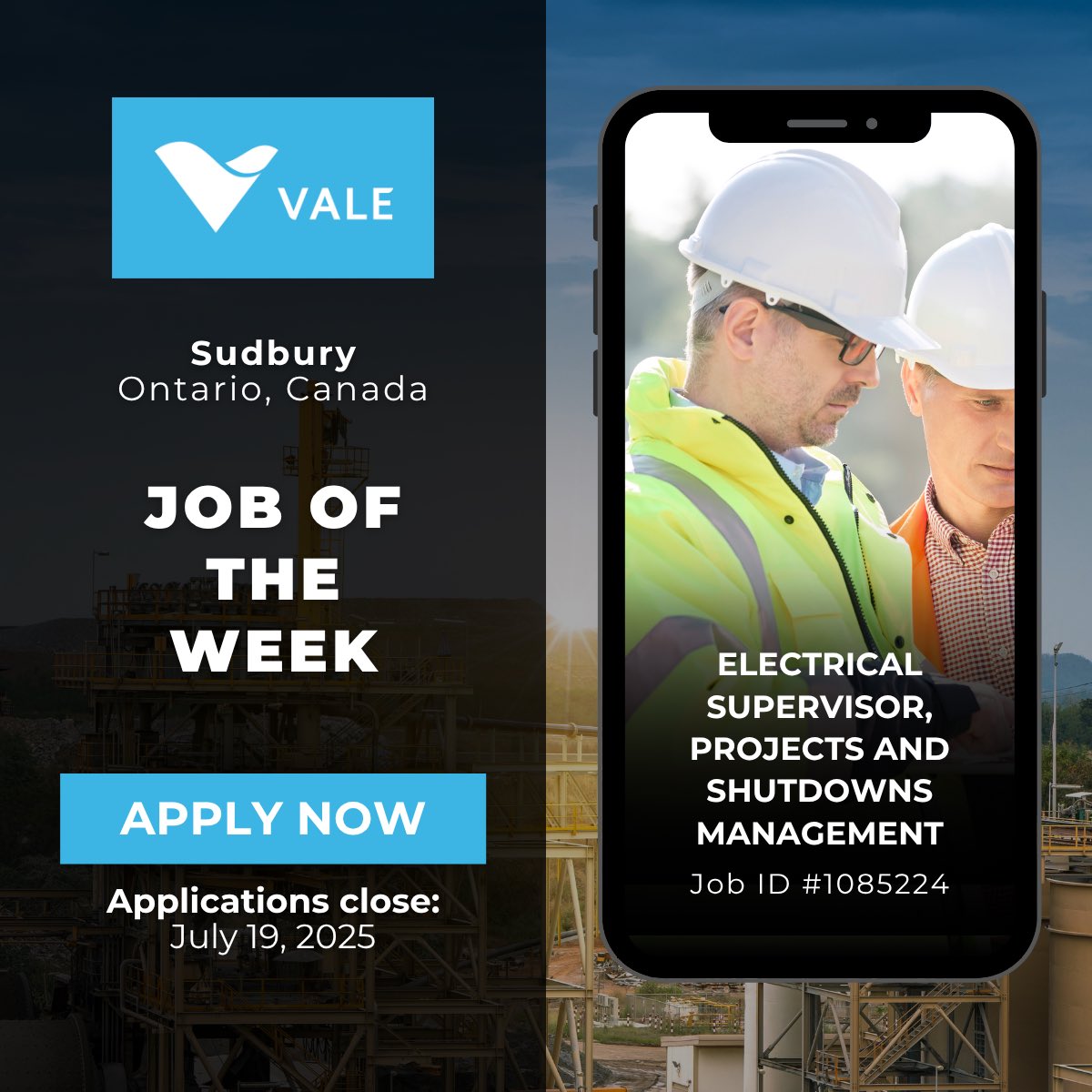 Vale Base Metals is seeking a seasoned Electrical Supervisor to lead external contractors and oversee critical plant projects and shutdowns.
 
Apply Now: careermine.com/minisites/vale…
 
📍 Location: Sudbury, Ontario
 
Join a company committed to safety, innovation, and growth.