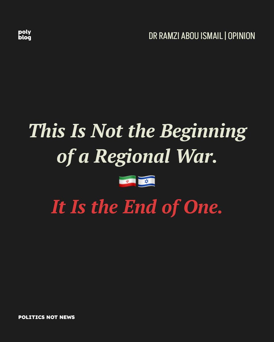 This Is Not the Beginning of a Regional War. It Is the End of One. 

Much of the world woke up today asking: is this the beginning of a regional war?

It is not. In fact it may be the end of one.

Israel's strike on #Iran was not an isolated move. It was the culmination of a