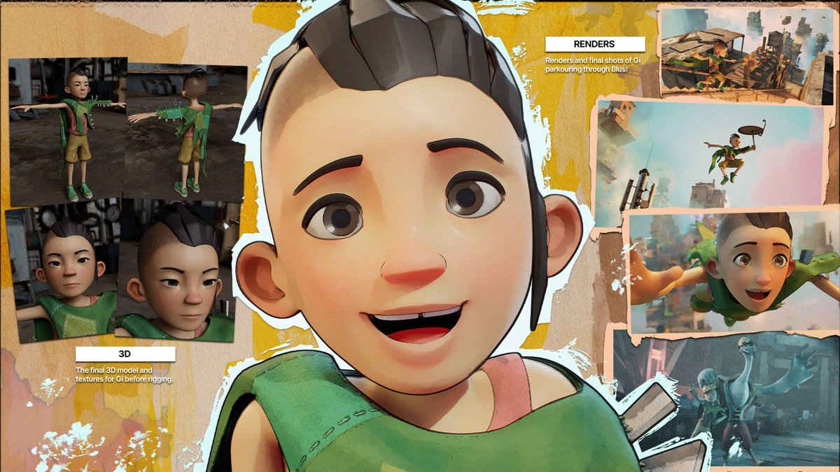 nounsmovie's tweet image. Bringing Gi to Life 🎨➡️🎬

Creating our main character, Gi, started with a simple idea—and a lot of references. From early visual inspiration to concept sketches, modeling, texturing, and the final render, every step was a careful balance of style, personality, and storytelling.…