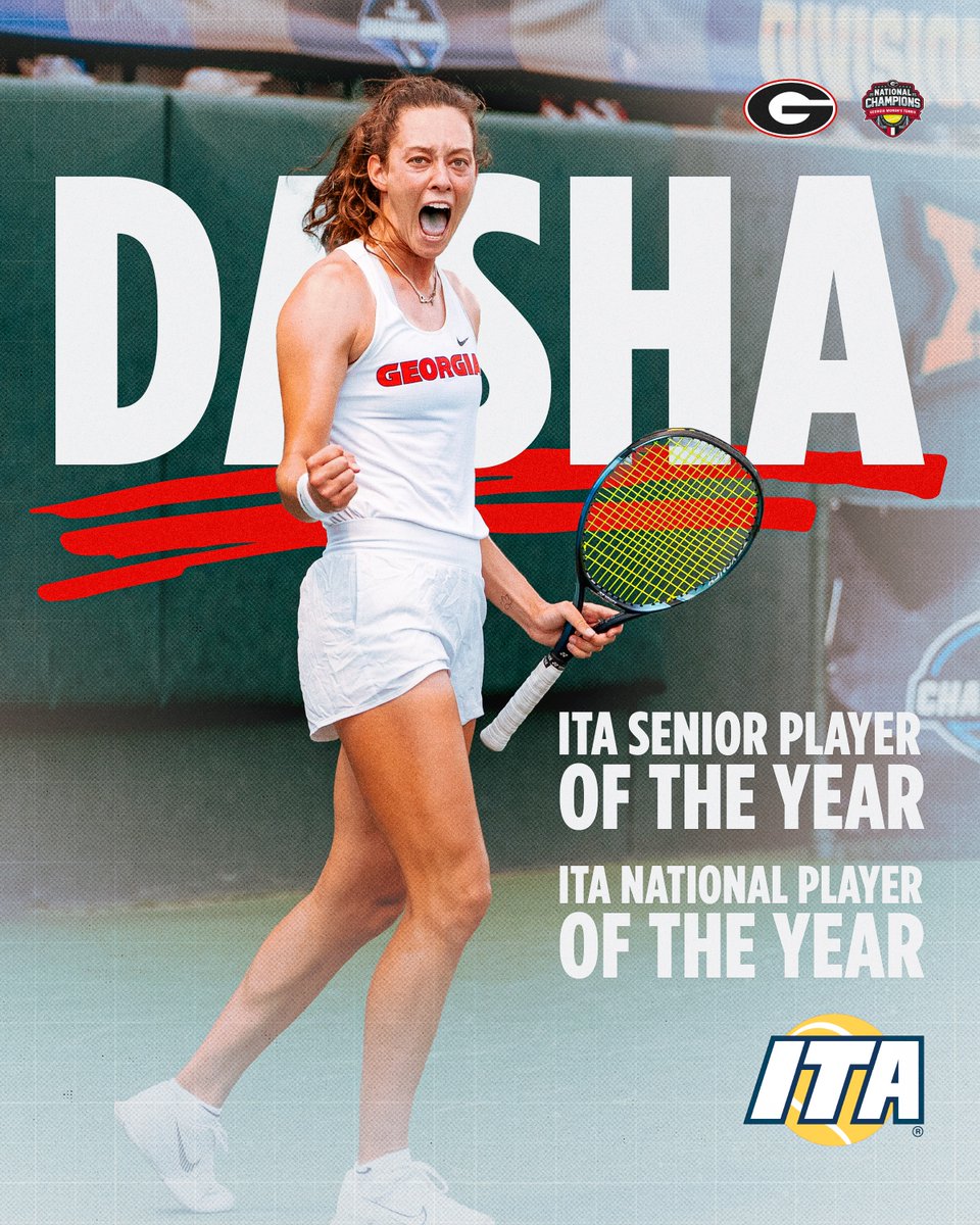 UGAWomensTennis's tweet image. It was always her year 🤩
Dasha Vidmanova is the 2025 @ITA_Tennis National Senior and Player of the Year❗️
#GoDawgs