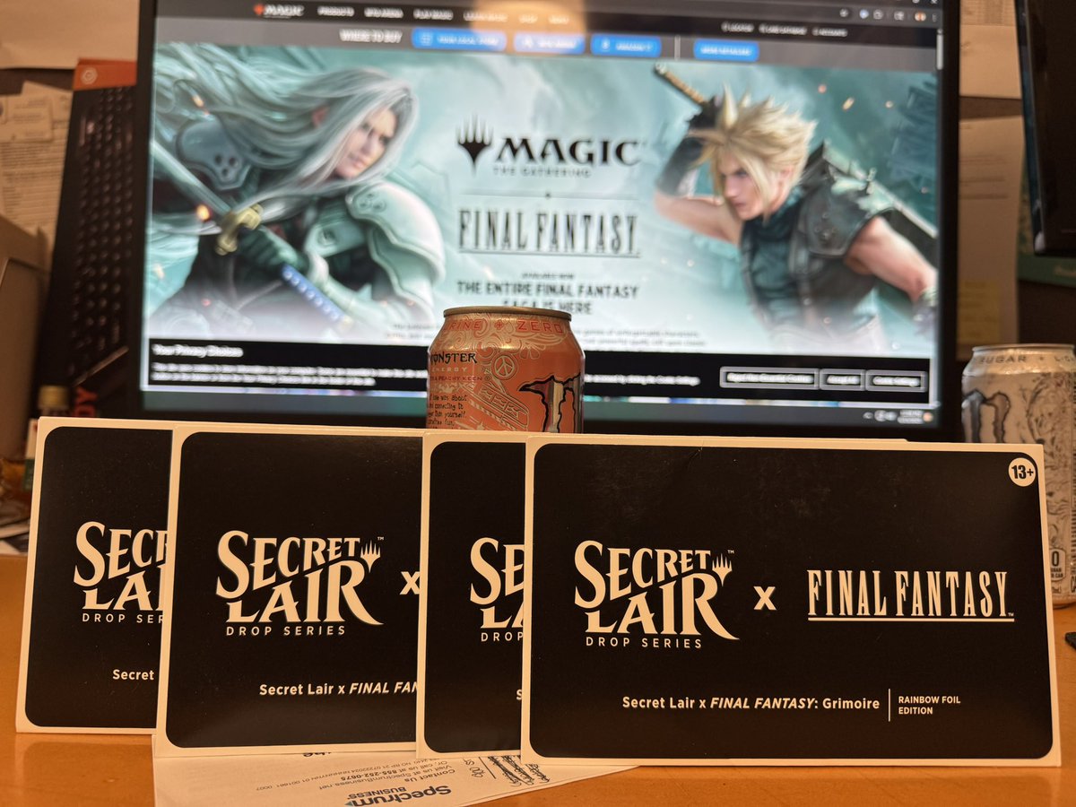 JinDaKiD (@jindakid) on Twitter photo DestinyFomo: “We’re just getting one, right?”
Me: “Of course...”
cut to us with four Secret Lair x Final Fantasy boxes, two Monsters, and no regrets!
✨ It’s <a href="/DestinyFomo/">Destiny Fomo</a> and I vs. our wallets. And we’re losing. (Just me. I’m losing…) ✨ DestinyFomo: “We’re just getting one, right?”
Me: “Of course...”
cut to us with four Secret Lair x Final Fantasy boxes, two Monsters, and no regrets!
✨ It’s <a href="/DestinyFomo/">Destiny Fomo</a> and I vs. our wallets. And we’re losing. (Just me. I’m losing…) ✨